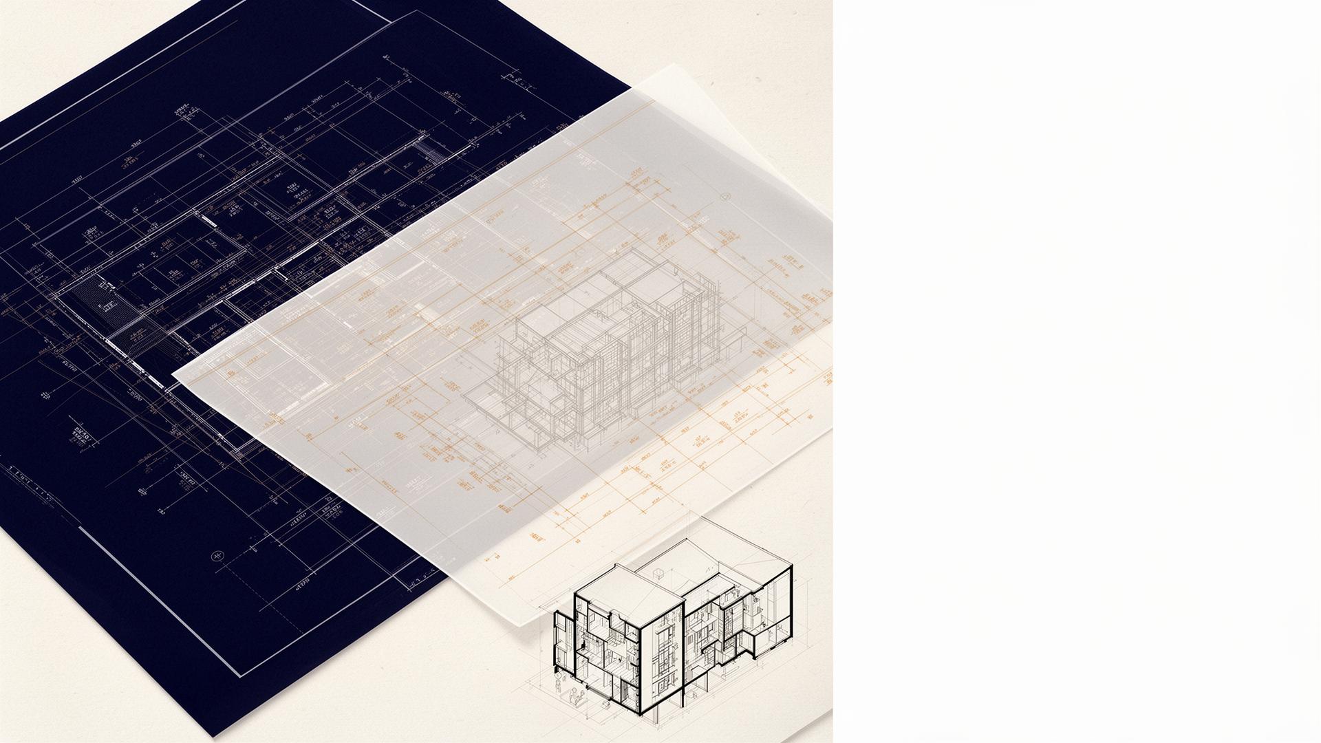 Blueprint drawings with quantity takeoff overlay